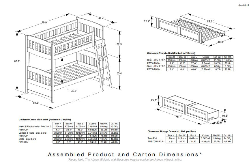 Cinnamon White Bunk Bed