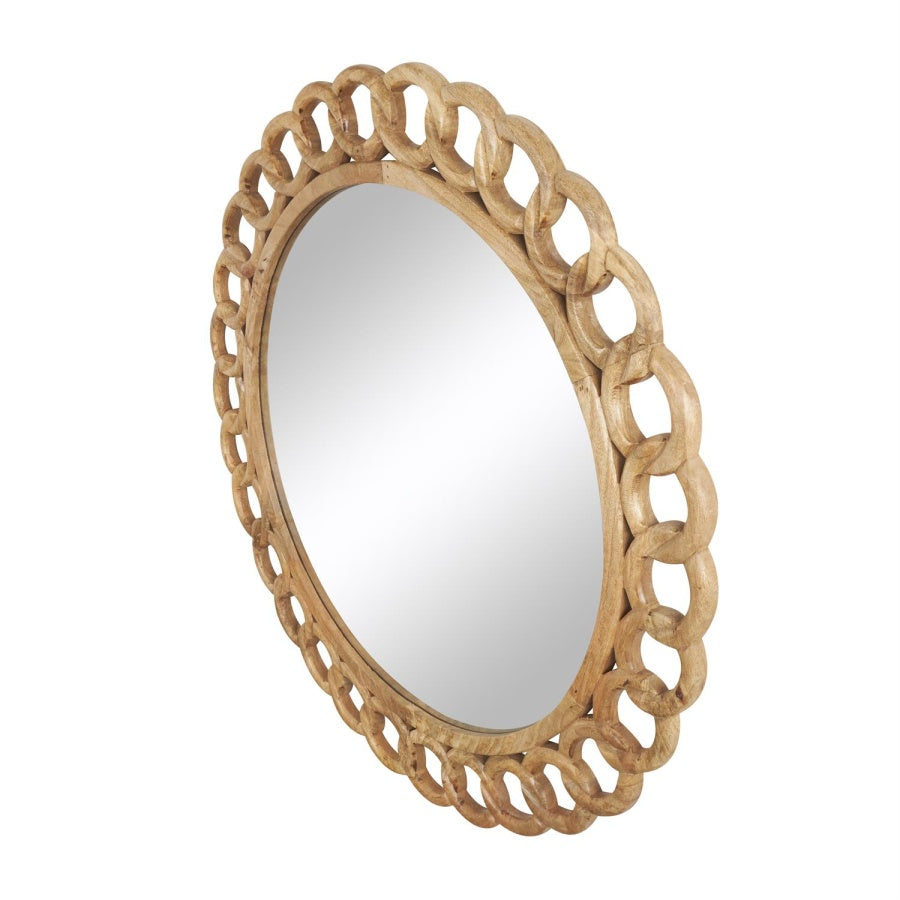 Brown Mango Wood Chain Link Mirror