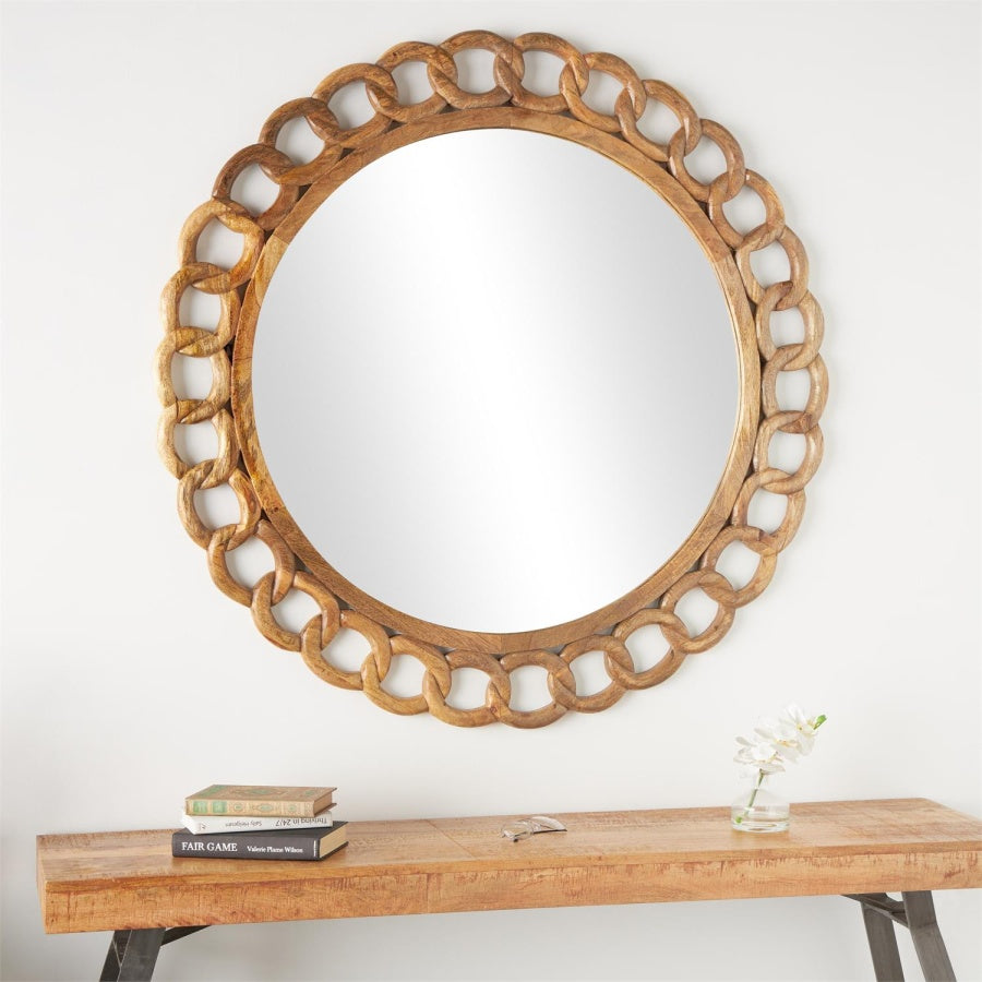 Brown Mango Wood Chain Link Mirror