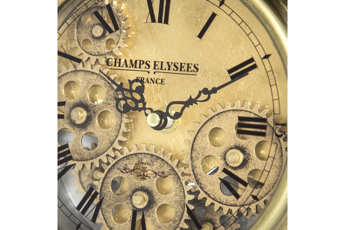 Aged Bronze & Brass Gears Table Clock