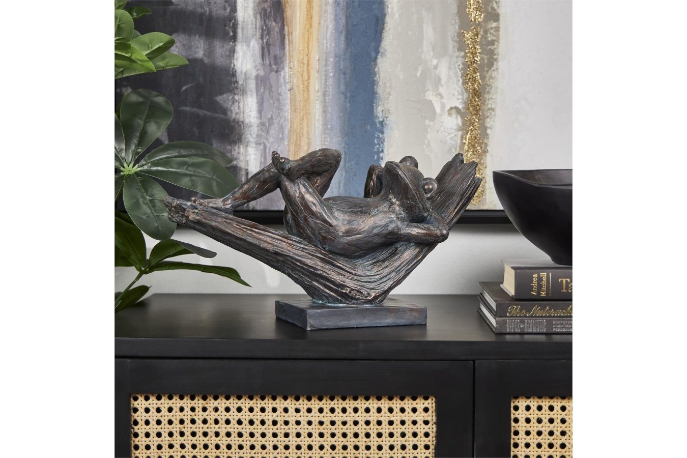 Frog Relaxing on Branch Sculpture