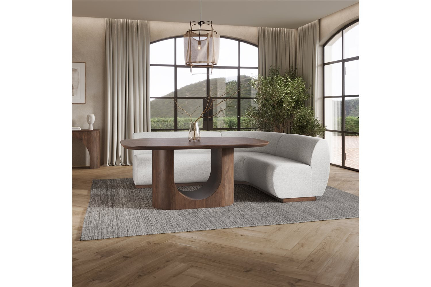 Milano Umber Brown 3-Piece Banquette Dining Nook Seating