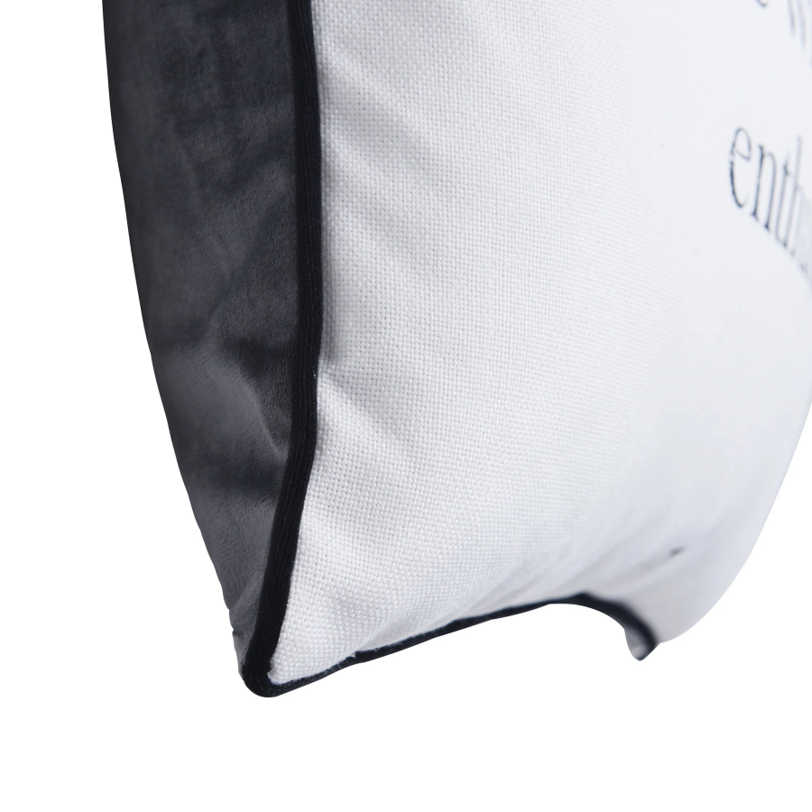Churchill Quote Print & Gray Velvet Pillow