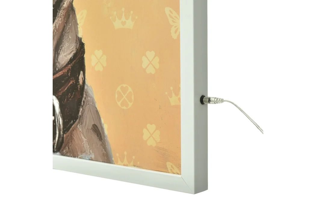 Yellow LED Puppy Framed Canvas