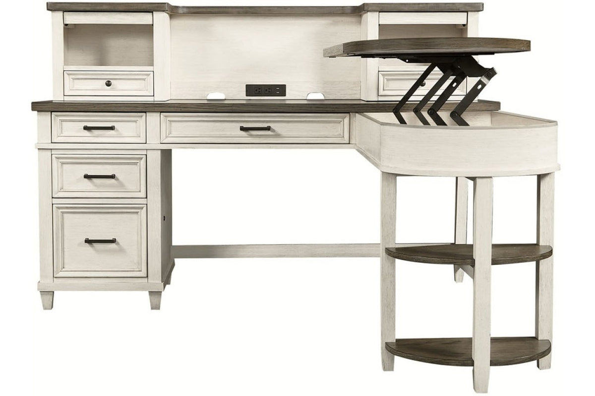 Caraway Pedestal Desk & Return With Hutch