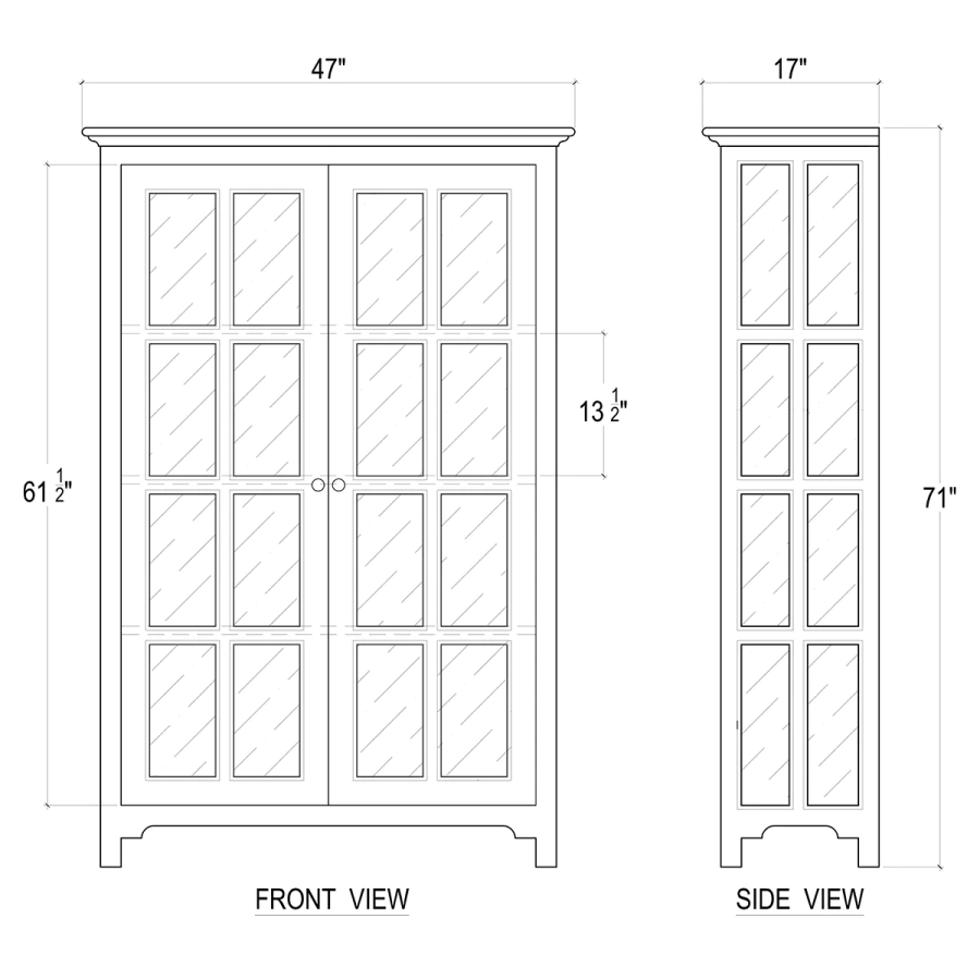 Aries Glass Door Bookcase - Architectural White & Driftwood