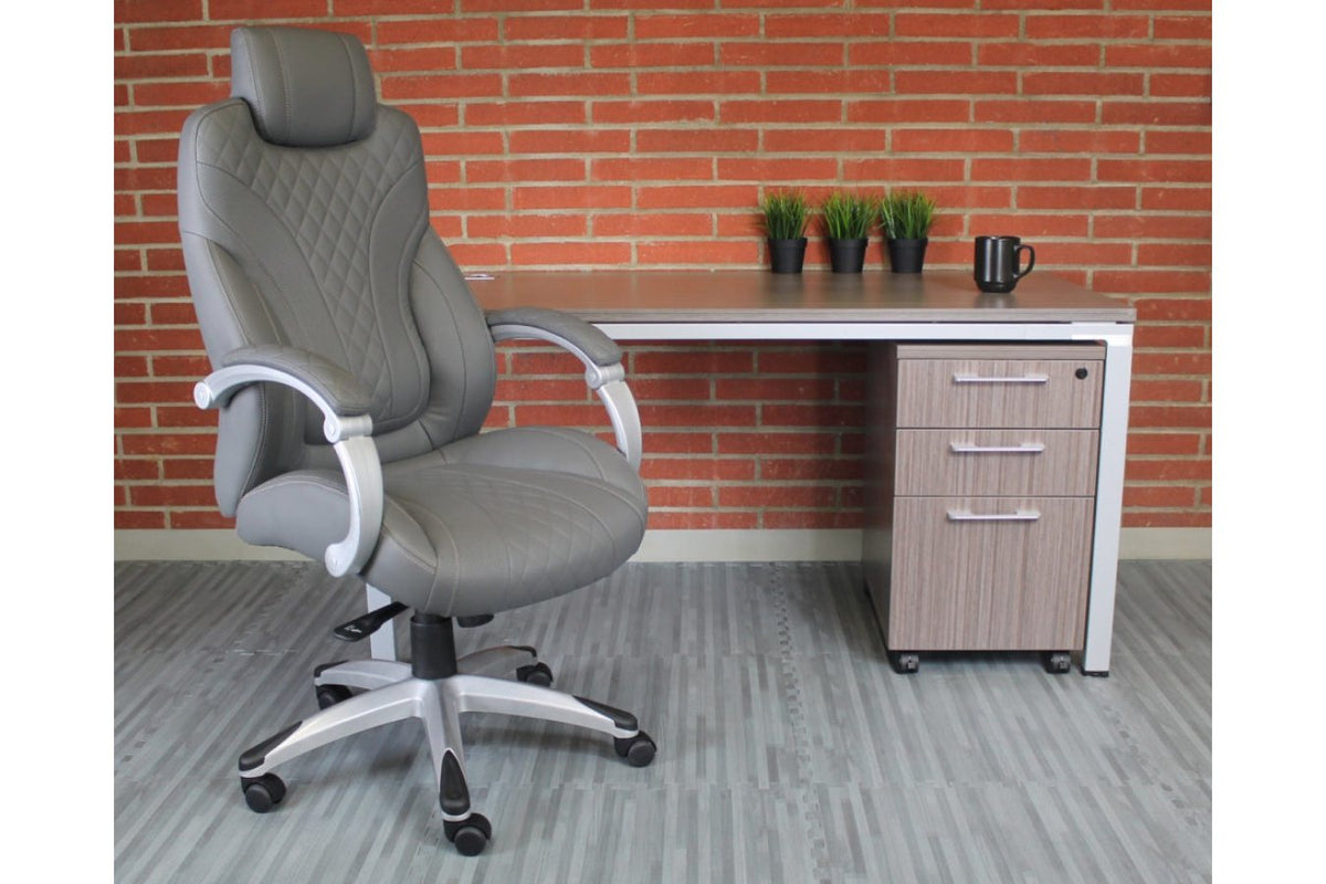 Grey Hinged Arm Executive Chair