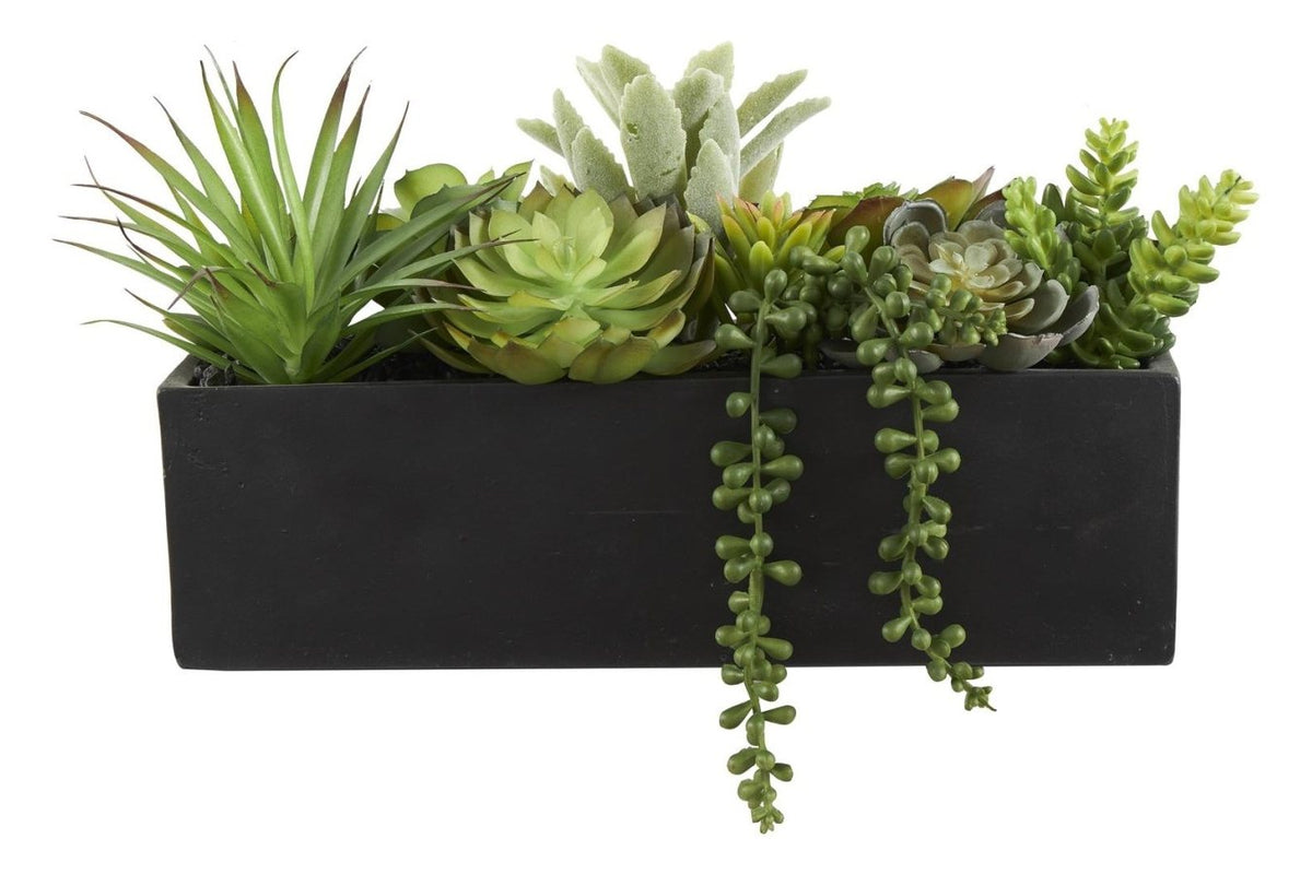 Green Faux Foliage in Planter