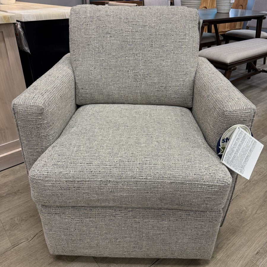 Front-facing view of the Stanton 948 swivel chair in Dublin Driftwood fabric.