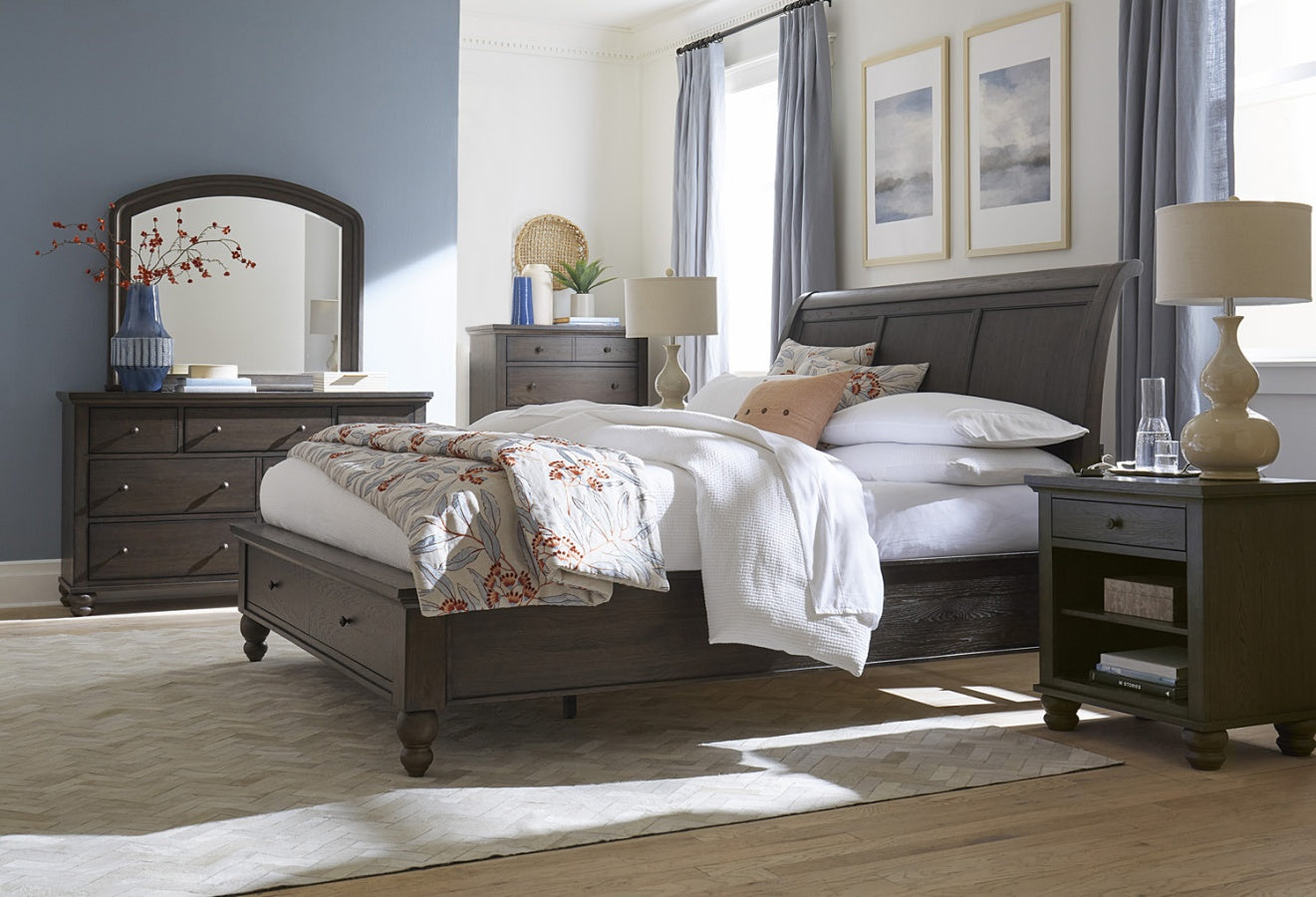 Cambridge Cracked Pepper Storage Sleigh Bed