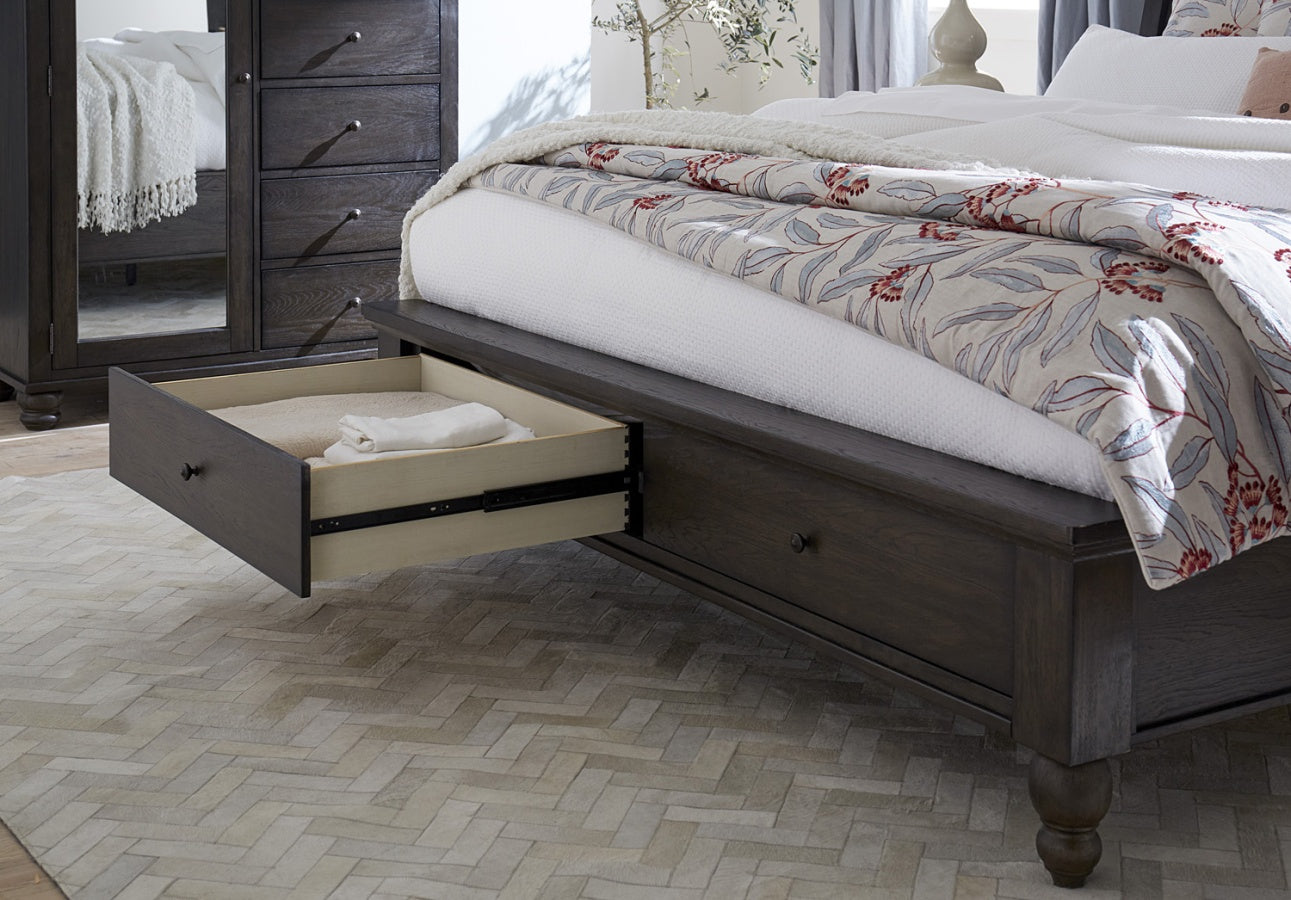 Cambridge Cracked Pepper Storage Sleigh Bed