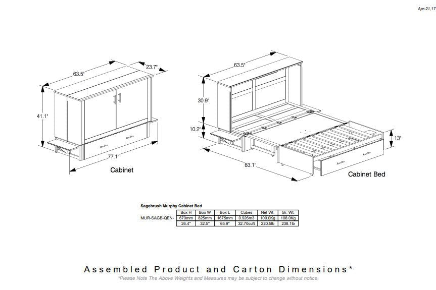 Sagebrush Stonewash Murphy Bed with Mattress