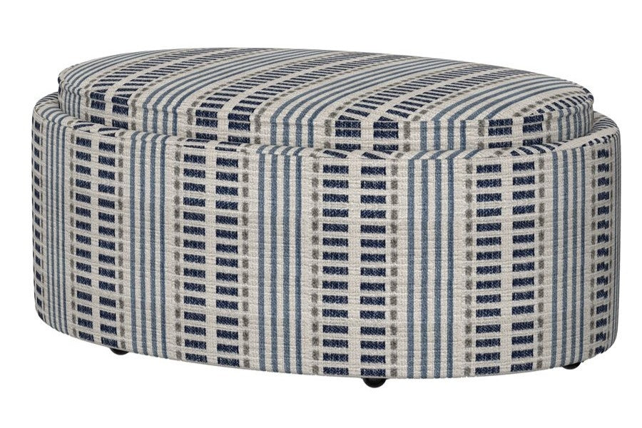 Casey Blue Oval Ottoman w/ Storage