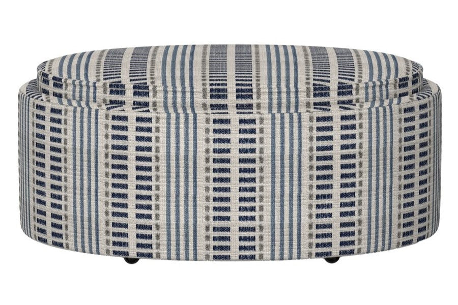 Casey Blue Oval Ottoman w/ Storage