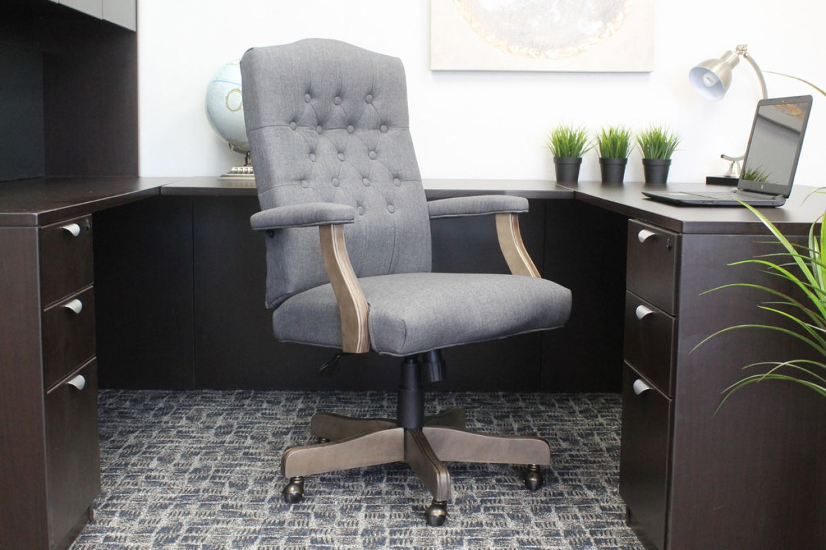 Executive Slate Grey Linen Chair