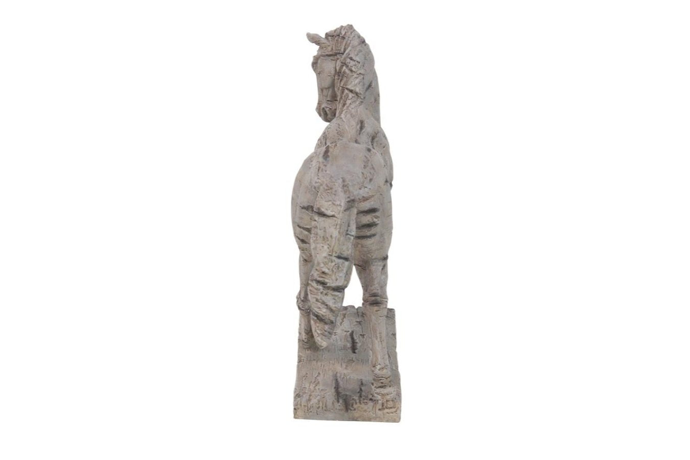 Beige Polystone Horse Prancing Sculpture