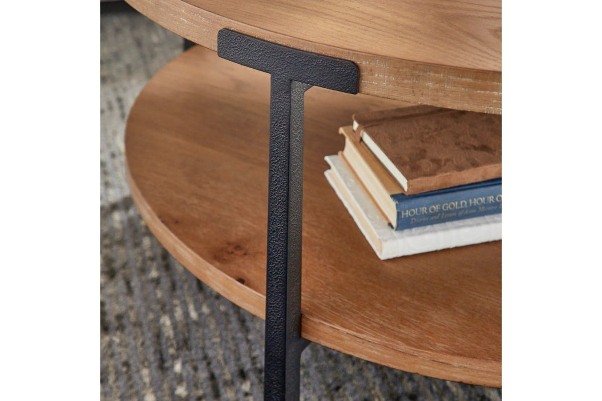 Millwork Brown Round Coffee Table