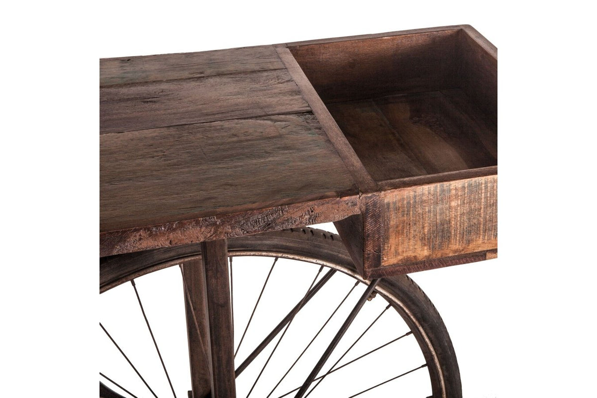 Industrial Teak Bicycle Console